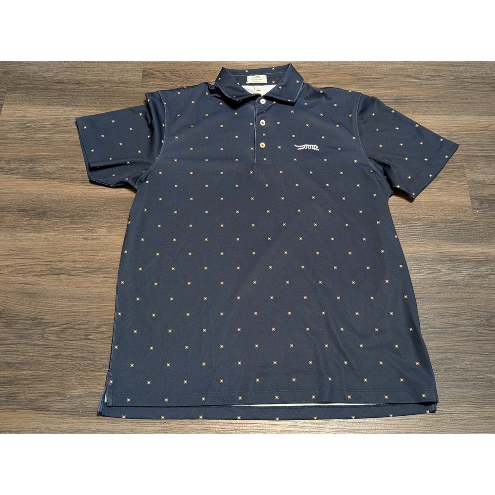 Sun Day Red Tiger Woods Navy Blue Geometric Print Classic Fit Golf Polo Mens M